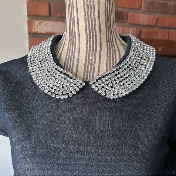 Kate Spade Kimberly Embellished Peter Pan Collared Denim Dress Sz 2 - Picture 5 of 11